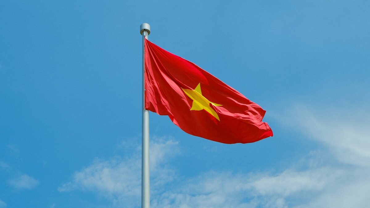 Vietnam Flag A chinese flag flying high in the sky