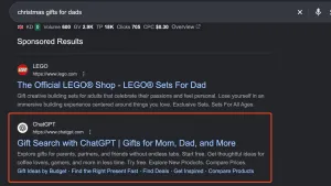 OpenAI appears to be buying Google search ads on Christmas gift keywords to steer holiday shoppers from Google to ChatGPT